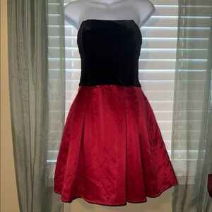 Speechless fit and flare velvet black and satin dress size 13